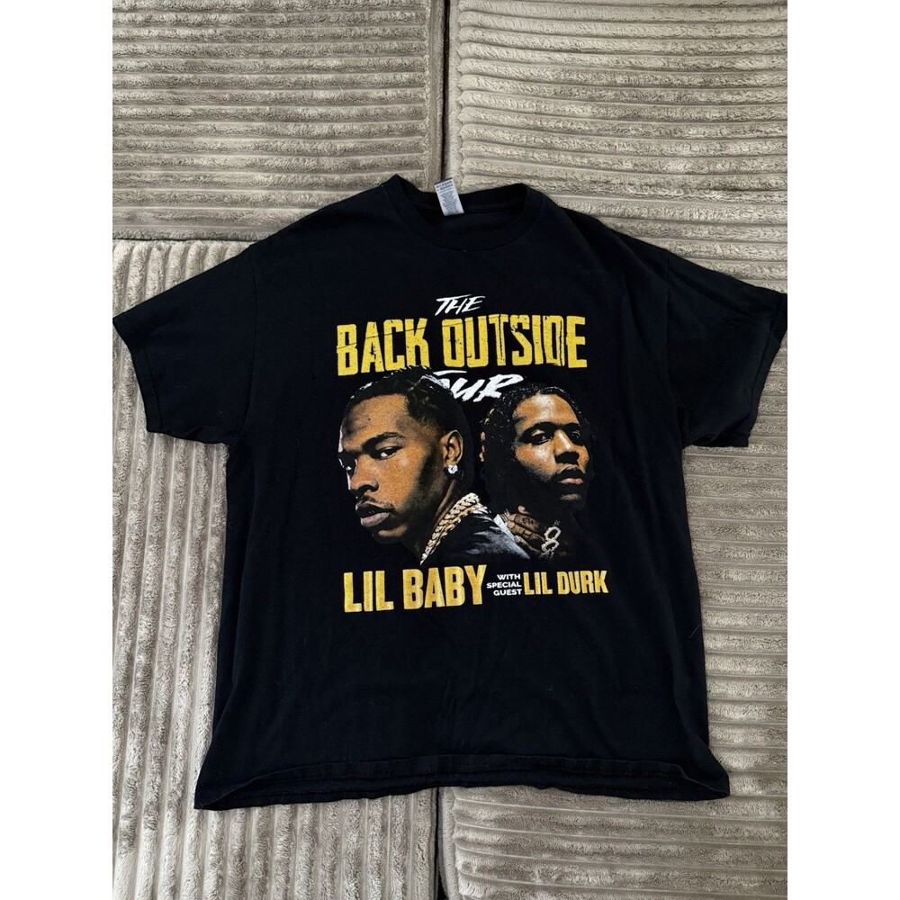 Lil Baby Lil Durk The Back Outside Tour Rap Tee T Shirt Adult XL Black Mens